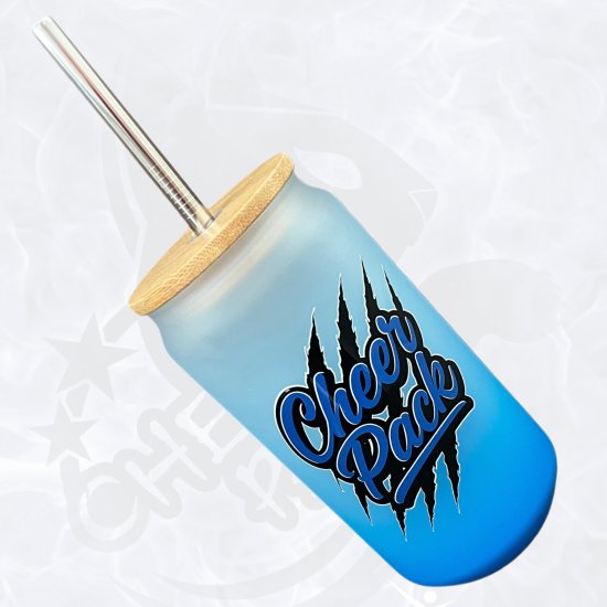 Glas 18oz transulent blau - Cheer Pack Design Kralle